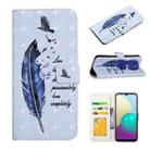 For Motorola Moto G9 Play / E7 Plus Oil Embossed 3D Drawing Leather Phone Case(Blue Feather) - 1