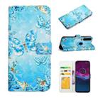 For Motorola Moto P40 Power Oil Embossed 3D Drawing Leather Phone Case(Blue Butterflies) - 1