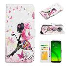 For Motorola Moto G7 Power Oil Embossed 3D Drawing Leather Phone Case(Flower Fairy) - 1