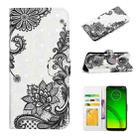 For Motorola Moto G7 Power Oil Embossed 3D Drawing Leather Phone Case(Lace Flower) - 1
