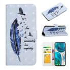 For Motorola Moto G52 Oil Embossed 3D Drawing Leather Phone Case(Blue Feather) - 1