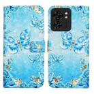 For Motorola Edge 40 Oil Embossed 3D Drawing Leather Phone Case(Blue Butterflies) - 1