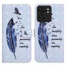 For Motorola Edge 40 Oil Embossed 3D Drawing Leather Phone Case(Blue Feather) - 1