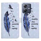 For Motorola Moto G54 5G Oil Embossed 3D Drawing Leather Phone Case(Blue Feather) - 1