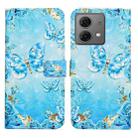 For Motorola Moto G84 5G Oil Embossed 3D Drawing Leather Phone Case(Blue Butterflies) - 1