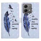 For Motorola Moto G84 5G Oil Embossed 3D Drawing Leather Phone Case(Blue Feather) - 1