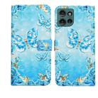 For Motorola Edge 50 5G Oil Embossed 3D Drawing Leather Phone Case(Blue Butterflies) - 1