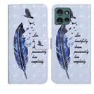 For Motorola Edge 50 5G Oil Embossed 3D Drawing Leather Phone Case(Blue Feather) - 1