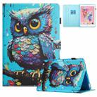 For iPad mini 5 / 4 / 3 / 2 / 1 Colored Drawing Stitching Leather Tablet Smart Case(Owl) - 1