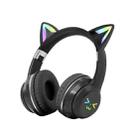 BT612 LED Cat Ear Single Sound Folding Bluetooth Earphone with Microphone(Black) - 1