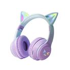 BT612 LED Cat Ear Single Sound Folding Bluetooth Earphone with Microphone(Purple) - 1