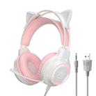 G35 Cute Cat RGB Head-mounted Wired Gaming Earphone(Pink) - 1