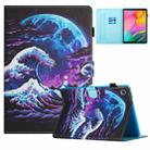 For Samsung Galaxy Tab A7 Lite Colored Drawing Stitching Leather Tablet Smart Case(Sea Wave) - 1