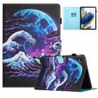 For Samsung Galaxy Tab A9 Colored Drawing Stitching Leather Tablet Smart Case(Sea Wave) - 1