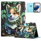 For Samsung Galaxy Tab A9+ Colored Drawing Stitching Leather Tablet Smart Case(Corgi) - 1