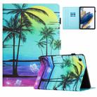 For Samsung Galaxy Tab A9+ Colored Drawing Stitching Leather Tablet Smart Case(Coconut Tree) - 1