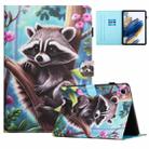 For Samsung Galaxy Tab A9+ Colored Drawing Stitching Leather Tablet Smart Case(Raccoon) - 1