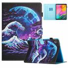 For Samsung Galaxy Tab A7 10.4 2020 Colored Drawing Stitching Leather Tablet Smart Case(Sea Wave) - 1