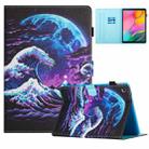 For Samsung Galaxy Tab A 10.1 2019 Colored Drawing Stitching Leather Tablet Smart Case(Sea Wave) - 1