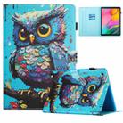 For Samsung Galaxy Tab A 10.1 2019 Colored Drawing Stitching Leather Tablet Smart Case(Owl) - 1