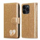 For iPhone 15 Pro Glitter Powder Love Leather Phone Case(Gold) - 1