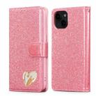 For iPhone 15 Plus Glitter Powder Love Leather Phone Case(Rose Red) - 1