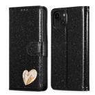 For iPhone 15 Glitter Powder Love Leather Phone Case(Black) - 1