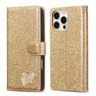 For iPhone 16 Pro Glitter Powder Love Leather Phone Case(Gold) - 1