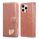 For iPhone 16 Pro Glitter Powder Love Leather Phone Case(Pink) - 1