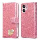 For iPhone 16 Plus Glitter Powder Love Leather Phone Case(Rose Red) - 1