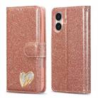For iPhone 16 Glitter Powder Love Leather Phone Case(Pink) - 1