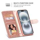 For iPhone 16 Glitter Powder Love Leather Phone Case(Pink) - 3