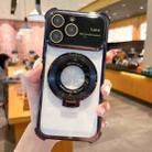 For iPhone 13 Pro MagSafe Holder Shockproof TPU Phone Case with Lens Film(Black) - 1