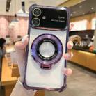 For iPhone 12 MagSafe Holder Shockproof TPU Phone Case with Lens Film(Purple) - 1