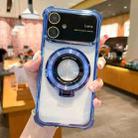 For iPhone 11 MagSafe Holder Shockproof TPU Phone Case with Lens Film(Blue) - 1