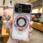 For iPhone 15 MagSafe Holder Shockproof TPU Phone Case with Lens Film(Rose Gold) - 1