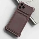For iPhone 15 Pro Shockproof Card Slot Frosted TPU Phone Case(Brown) - 1