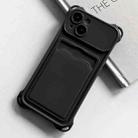 For iPhone 15 Plus Shockproof Card Slot Frosted TPU Phone Case(Black) - 1