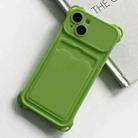 For iPhone 14 Plus Shockproof Card Slot Frosted TPU Phone Case(Green) - 1