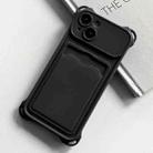 For iPhone 14 Plus Shockproof Card Slot Frosted TPU Phone Case(Black) - 1