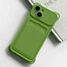 For iPhone 14 Shockproof Card Slot Frosted TPU Phone Case(Green) - 1