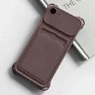 For iPhone SE 2022 / 2020 / 8 / 7 Shockproof Card Slot Frosted TPU Phone Case(Brown) - 1