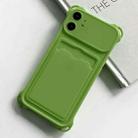 For iPhone 12 Shockproof Card Slot Frosted TPU Phone Case(Green) - 1