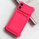 For iPhone 12 Shockproof Card Slot Frosted TPU Phone Case(Rose Red) - 1