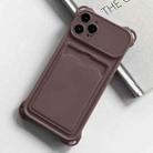 For iPhone 12 Pro Shockproof Card Slot Frosted TPU Phone Case(Brown) - 1