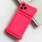 For iPhone 11 Pro Max Shockproof Card Slot Frosted TPU Phone Case(Rose Red) - 1
