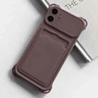 For iPhone 11 Shockproof Card Slot Frosted TPU Phone Case(Brown) - 1