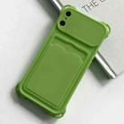 For iPhone X / XS Shockproof Card Slot Frosted TPU Phone Case(Green) - 1