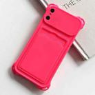 For iPhone X / XS Shockproof Card Slot Frosted TPU Phone Case(Rose Red) - 1