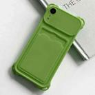 For iPhone XR Shockproof Card Slot Frosted TPU Phone Case(Green) - 1